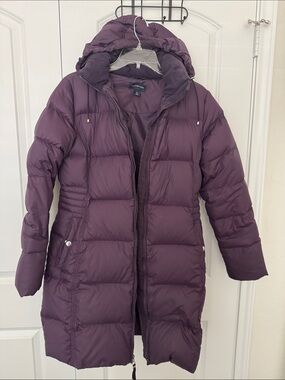 Lands' End Women's Long Hooded Puffer Coat - Plum